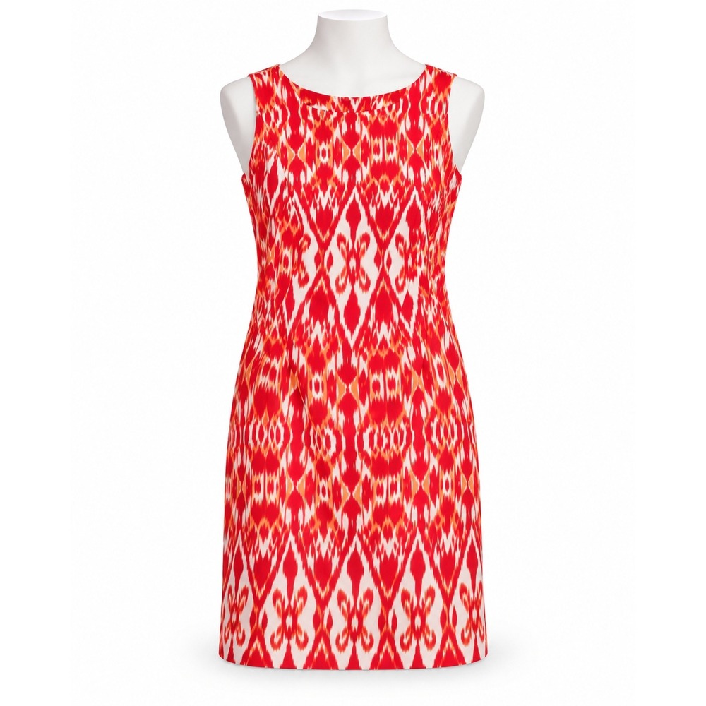 Alyx Women Red Orange Ikat Print Sleeveless Sheath Dress Size 18W 3033L41